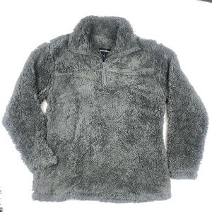 Zenana Outfitters Fluffy 1/4 Zip gray sweater